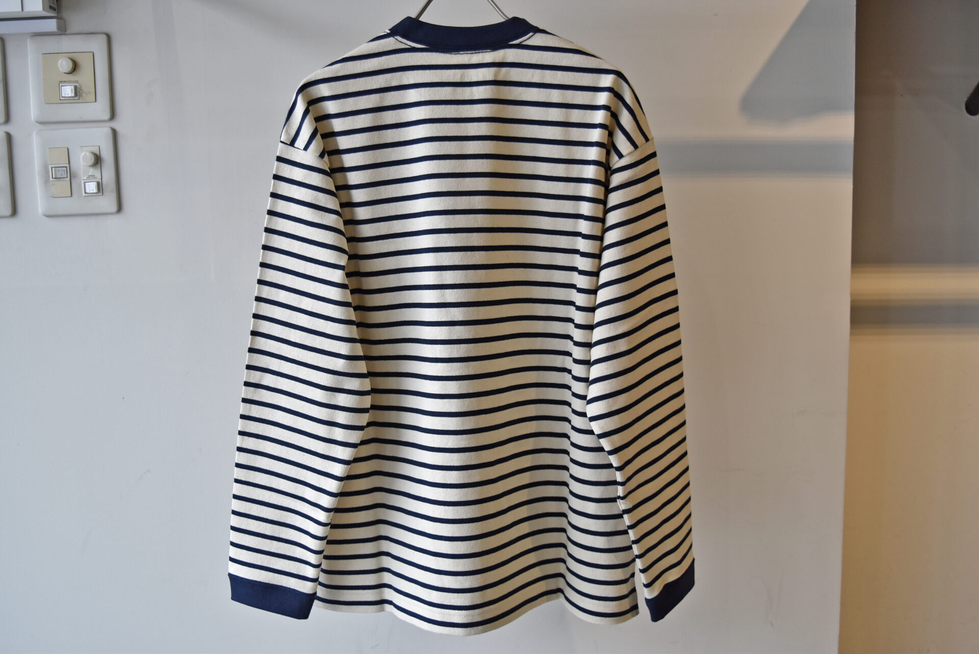 and wander アンドワンダー stripe pocket L/S T (5744184304 